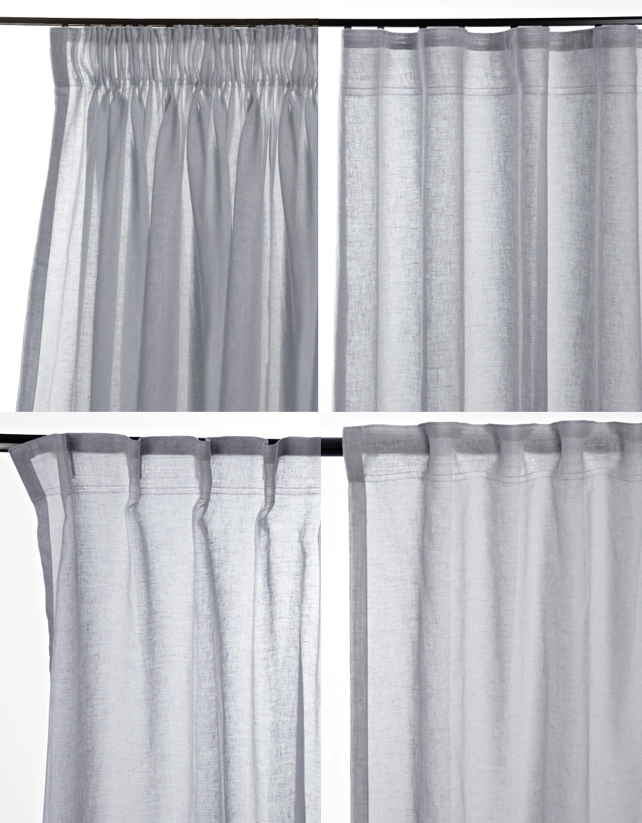 Different hanging methods for grey curtain Saga