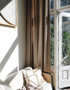 Gardin Lina, beige i extra höjd