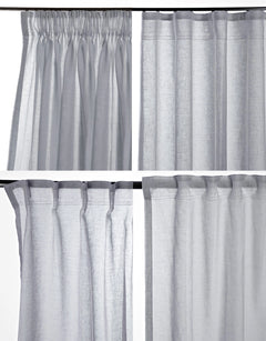 Different hanging methods for grey curtain Saga