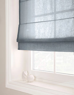 Roman blind in light-filtering blue fabric