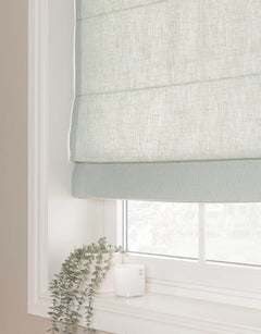 Light turquoise Roman blind in a linen blend, Lina