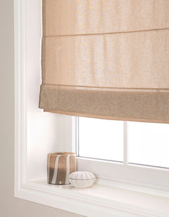 Roman blind in light-filtering beige fabric