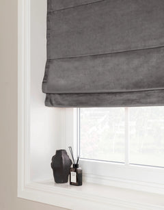 Dark grey Roman blind in velvet