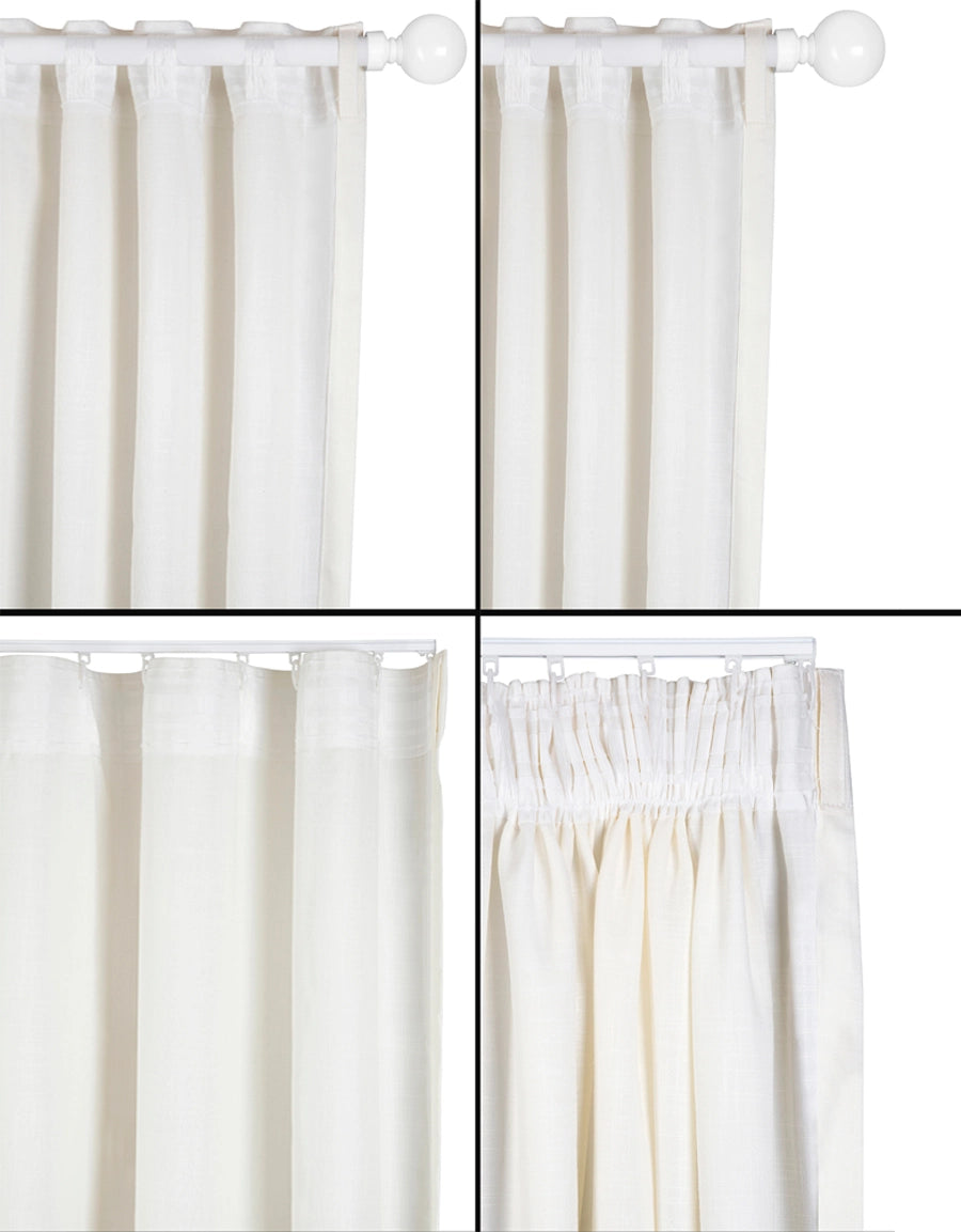 Different hanging methods for curtain Lina, white